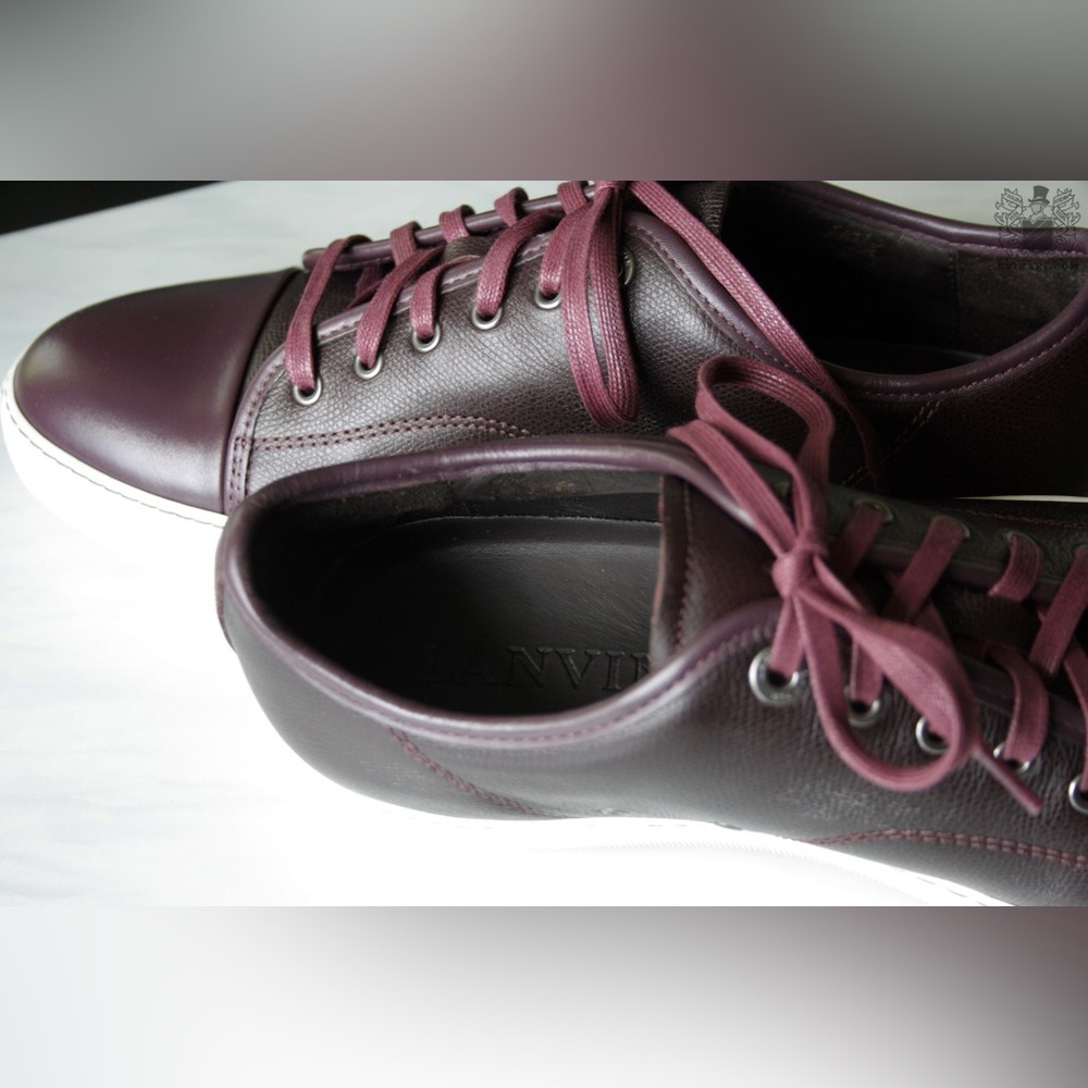 Lanvin Men's DBB1 Burgundy Low-Top Leather Sneakers Size 7 US
